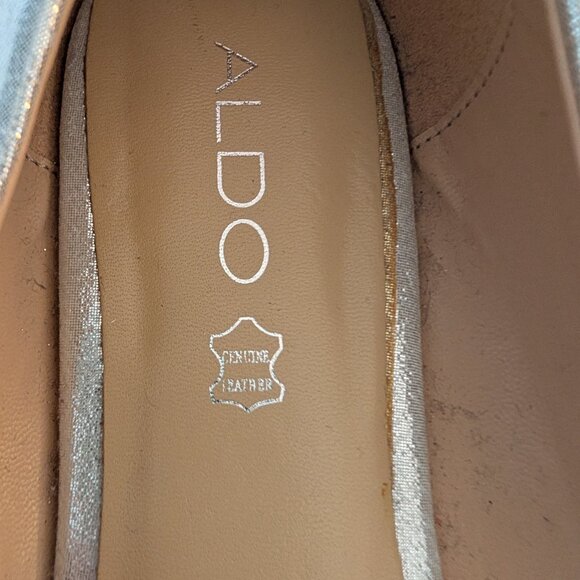 Aldo Silver Sparkle Pointy Toe Flats Size 9 Rhinestone Embellished Wedding - Picture 5 of 9